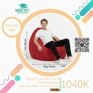 Ghế lười Decor quán Cafe hình giọt nước phối màu Đen – Đỏ GLN162