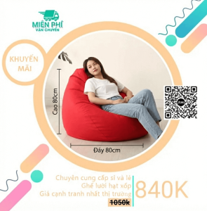 Trọn bộ Ghế lười hạt xốp hình giọt nước màu da cam GLN050