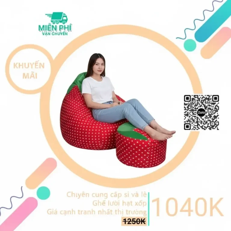 Ghế lười Decor quán Cafe hình giọt nước phối màu Đen – Đỏ GLN162