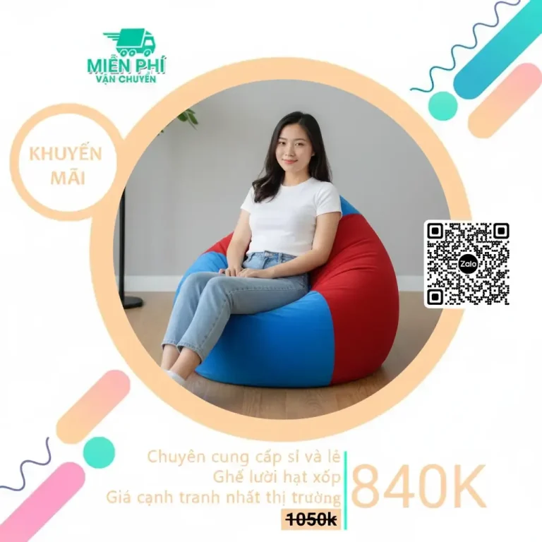 Ghế lười Decor quán Cafe hình giọt nước phối màu Đen – Đỏ GLN162